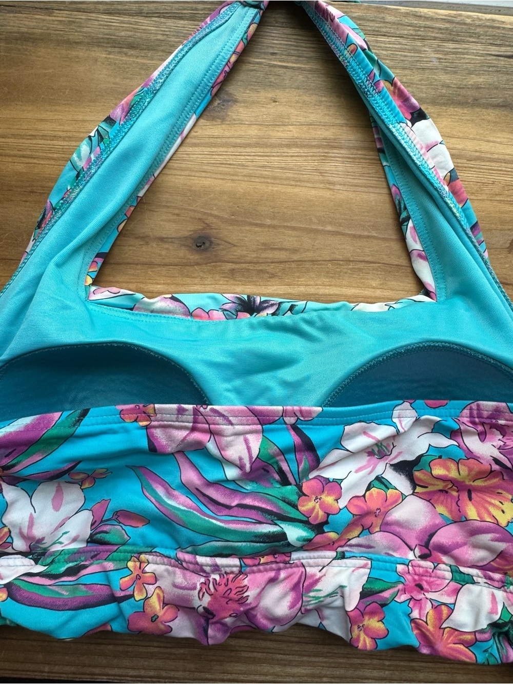 Lands End Floral Halter Bikini Top L - Picture 4 of 5